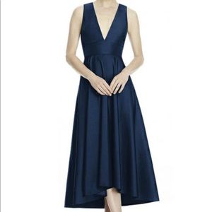 Lela Rose Mikado High/Low Midi Dress-Midnight